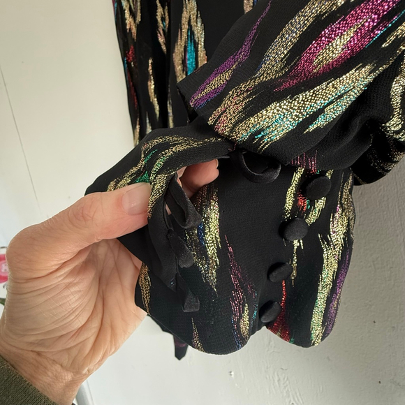 Vintage Glitter Blouse | Sparkly Party Top | Size Small Petite - Picture 11 of 11